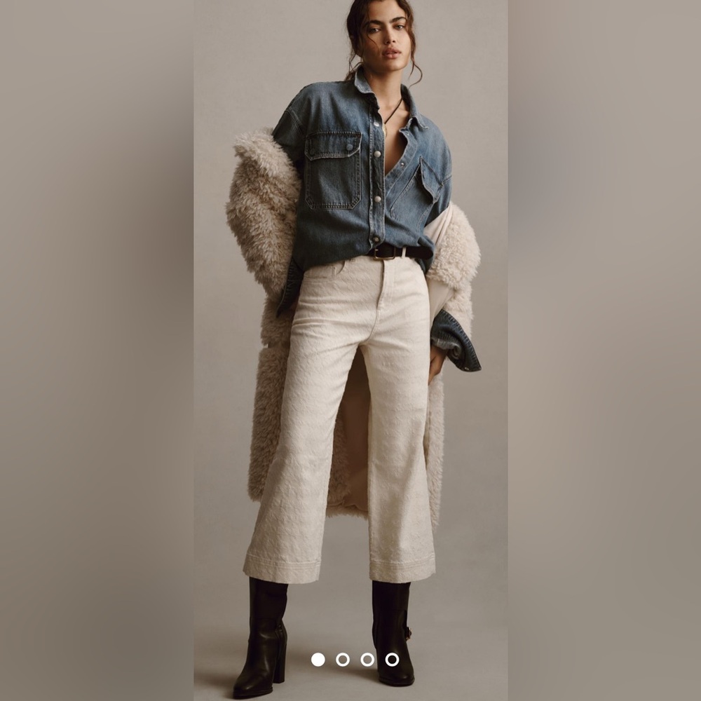 Sold NWT Anthropologie Pilcro The Skipper Wide Leg Jeans Cream Beige 25 Cavo